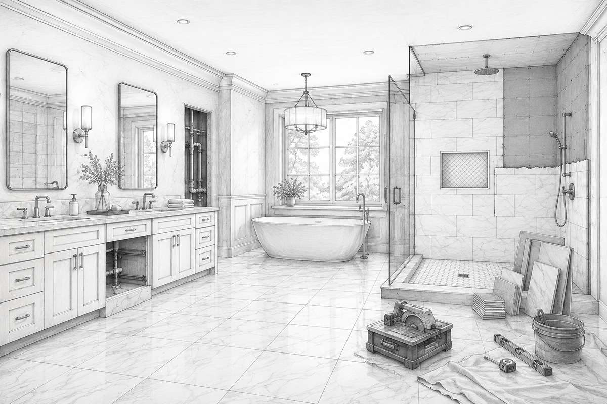 bathroom remodel in progress
